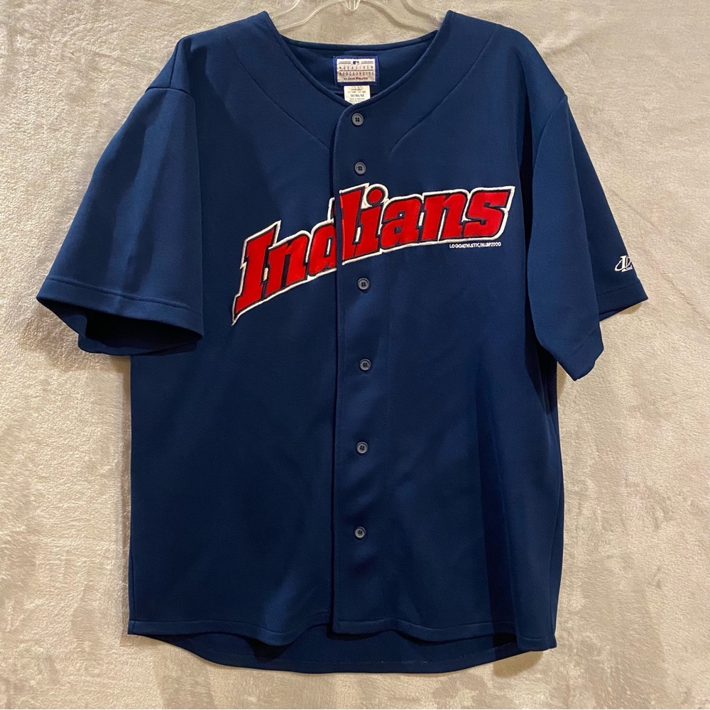 Vintage Cleveland Indians Shirt Men's Medium Blue Omar Vizquel Baseball #13